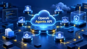 OpenAI Agents APIが複数のAIエージェントとツールを連携するイメージ
